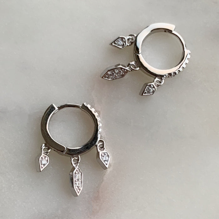 CHARM HOOP EARRINGS - SILVER