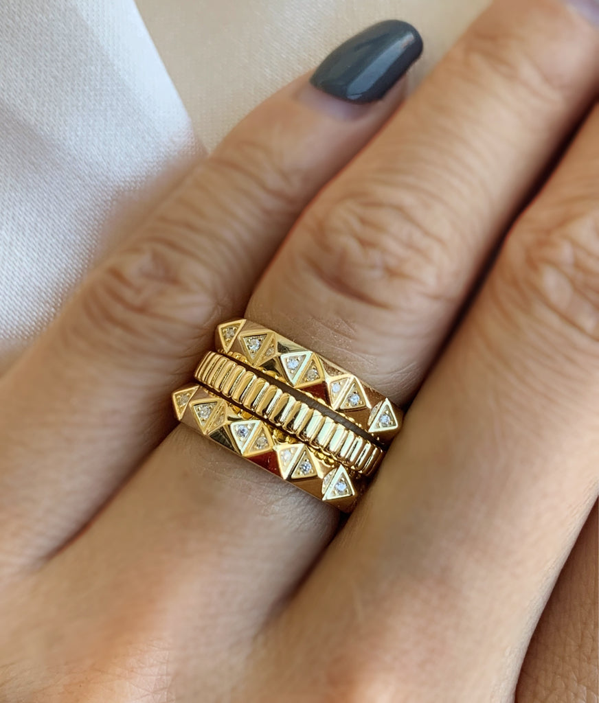 Gold and Diamond Pyramid Ring- URBAETIS Fine Jewelry