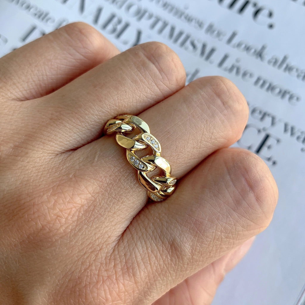 Solid Gold Chain Link Ring – local eclectic