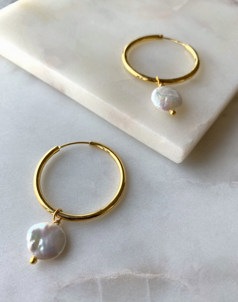 COIN Pearl Hoop Earrings