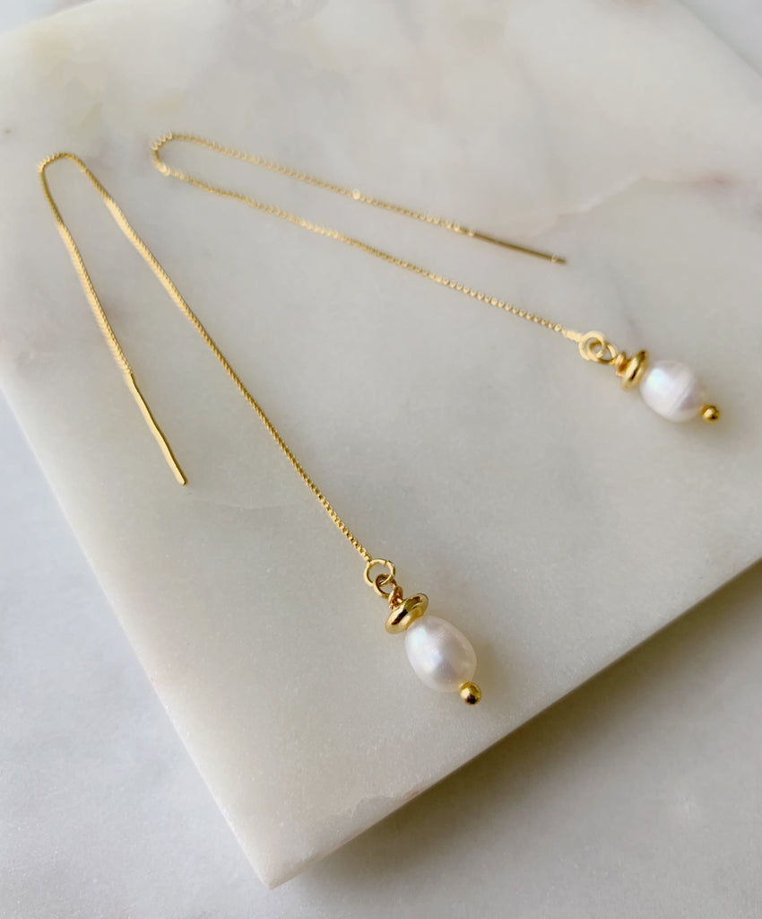 PEARL THREADER EARRINGS