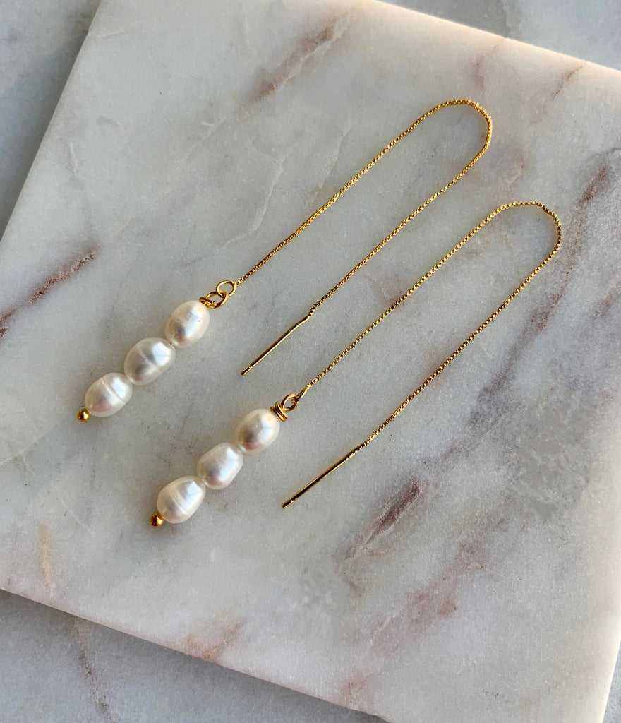 PEARL THREADER EARRINGS