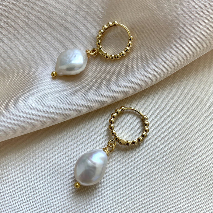 Pearl Hoop Earrings - 11