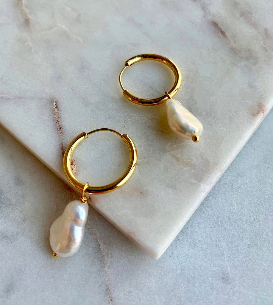 Pearl Hoop Earrings