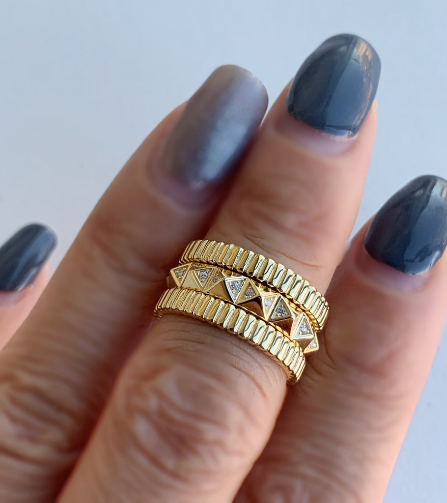 Pyramid Collection Rings Pyramid Ring - Statement Ring - Spike Ring - Stud Ring - Geometric Ring ...