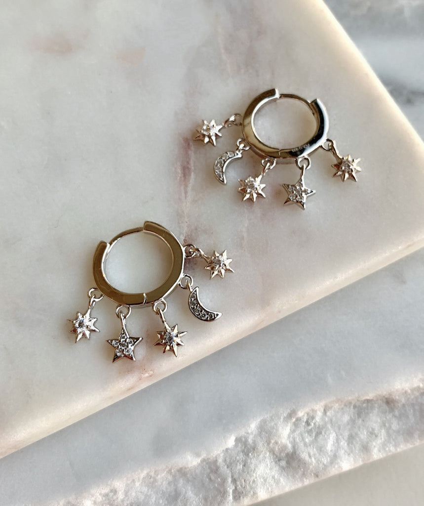 Charm Hoop Earrings - SILVER - Fala Jewelry