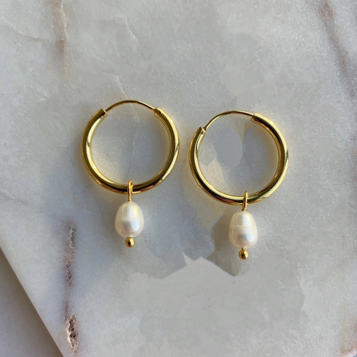 PEARL HOOP EARRINGS