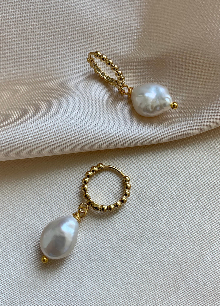 Pearl Hoop Earrings - 11