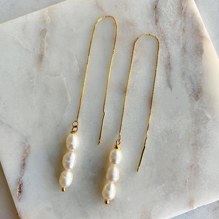 PEARL THREADER EARRINGS