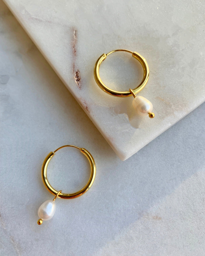 PEARL HOOP EARRINGS