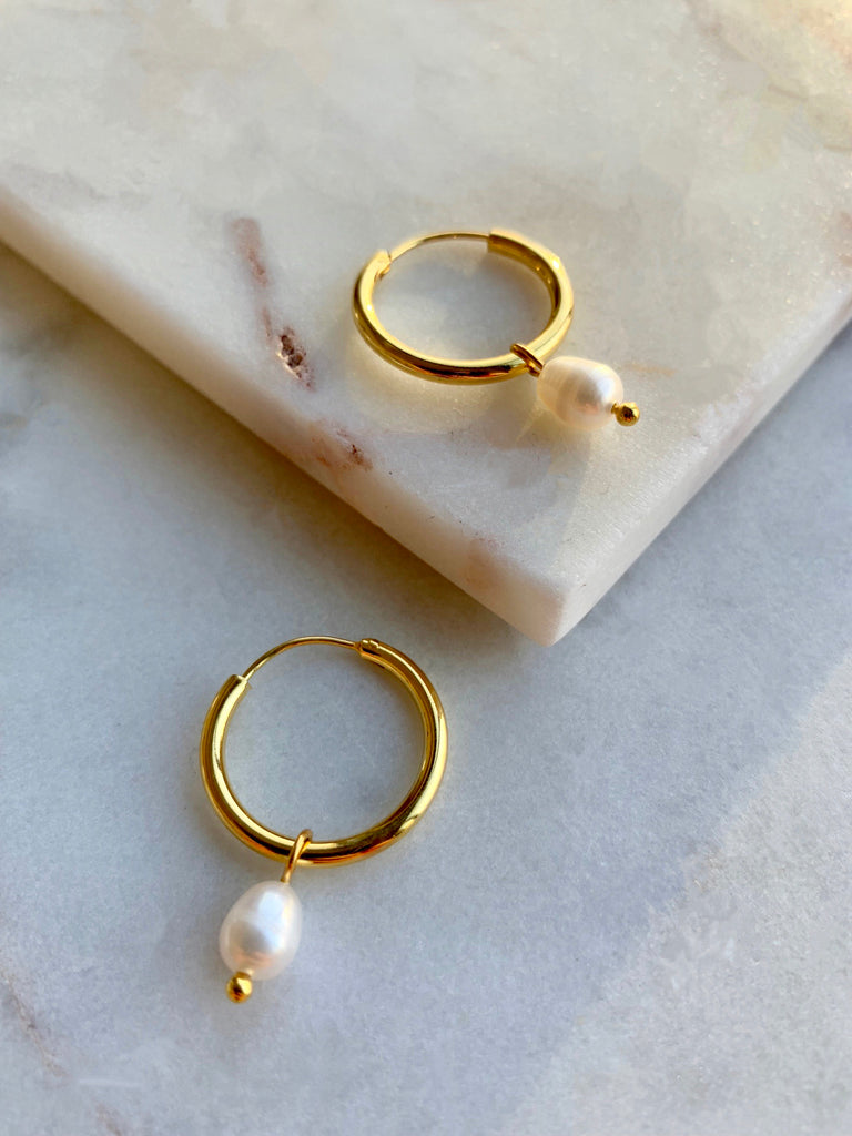 PEARL HOOP EARRINGS