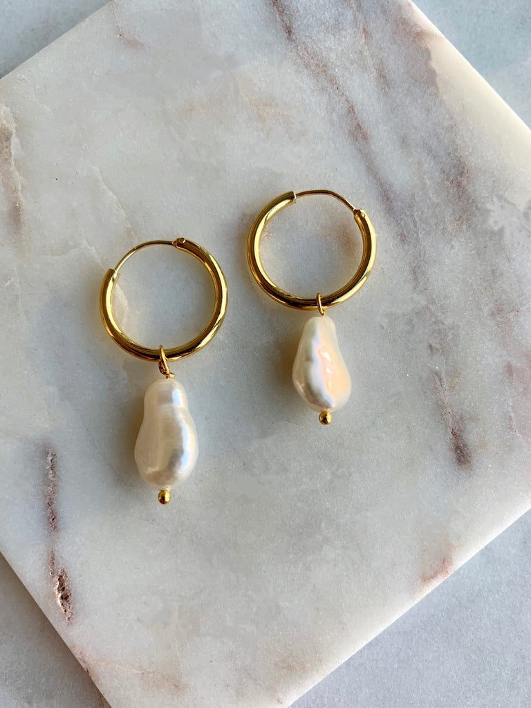 Pearl Hoop Earrings