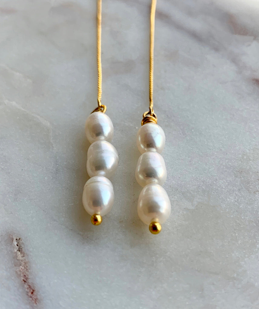 PEARL THREADER EARRINGS