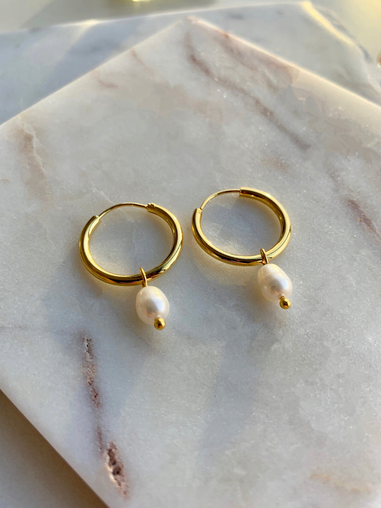 PEARL HOOP EARRINGS