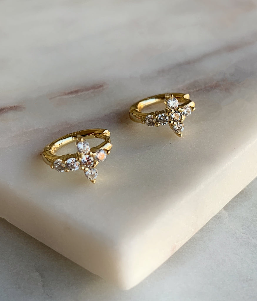 Cross Hoop Earrings - GOLD - Fala Jewelry