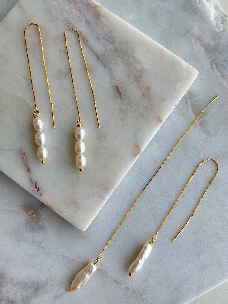 Long Pearl Threader Earrings