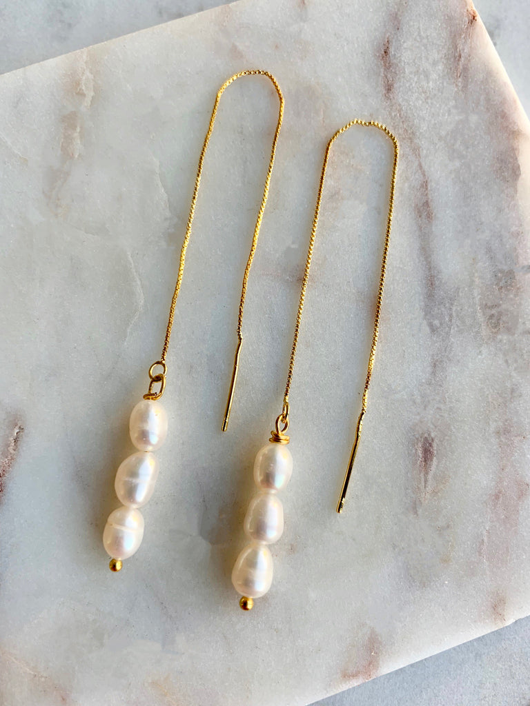 PEARL THREADER EARRINGS