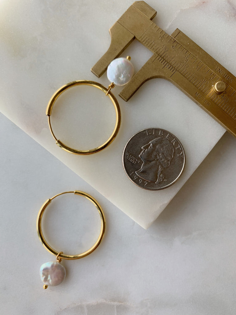 COIN Pearl Hoop Earrings