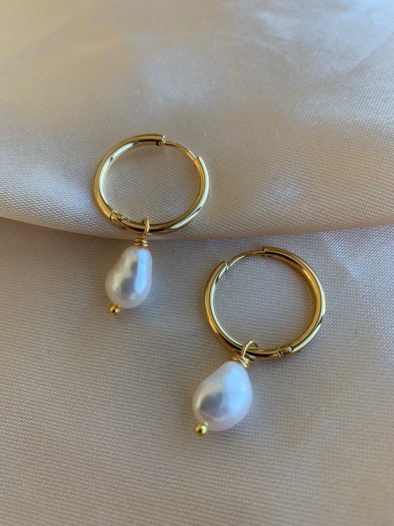 Pearl Hoop Earrings