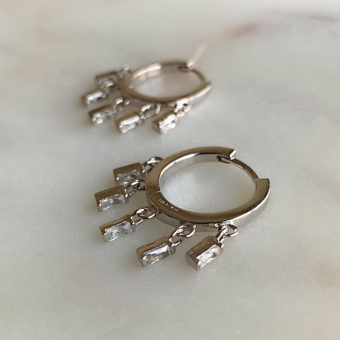 CHARM HOOP EARRINGS - SILVER