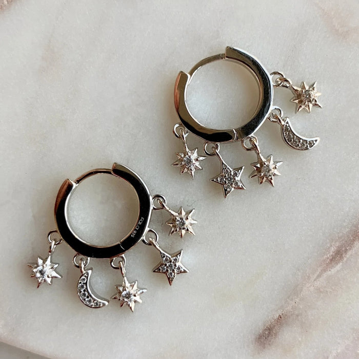 Charm Hoop Earrings - SILVER - Fala Jewelry