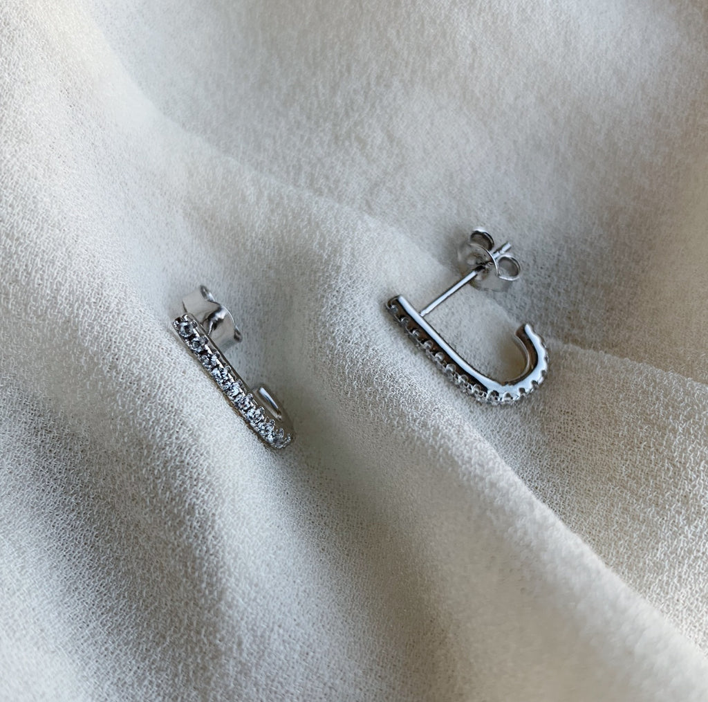 SUSPENDER EARRINGS - SILVER