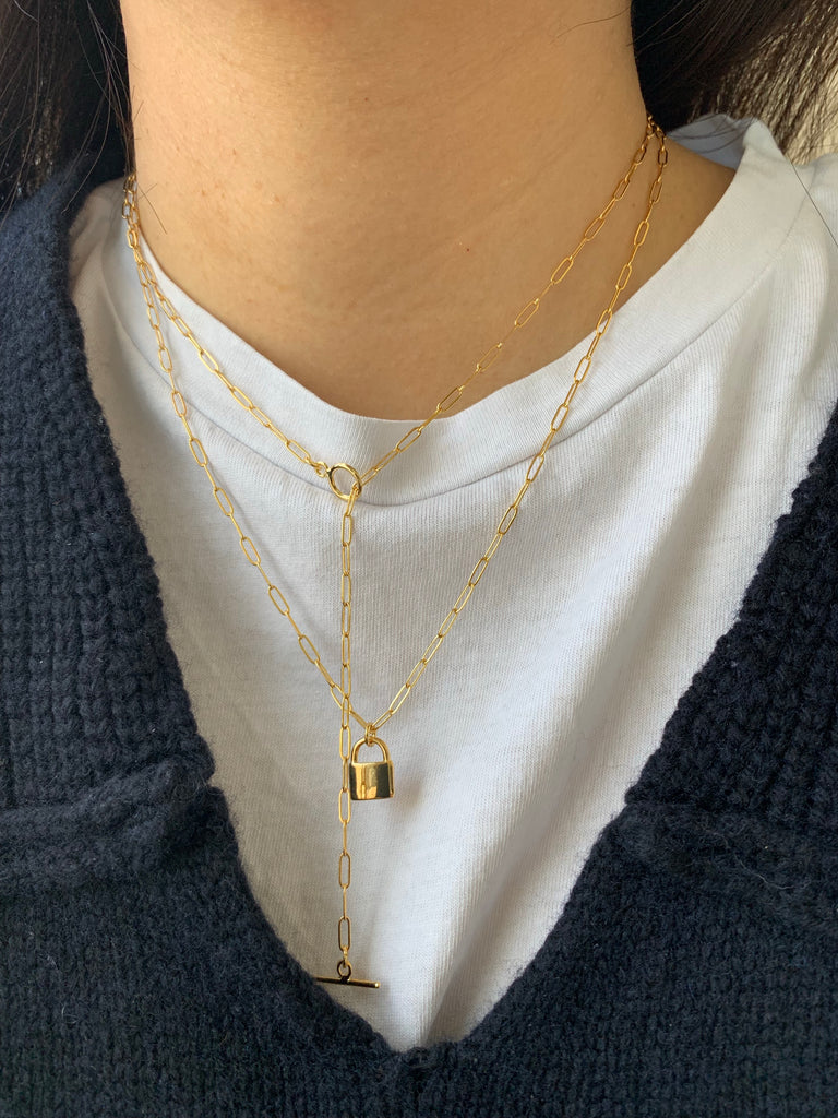 Dainty Lock & Key Necklace - Gold Finish Charm Necklace - Shop