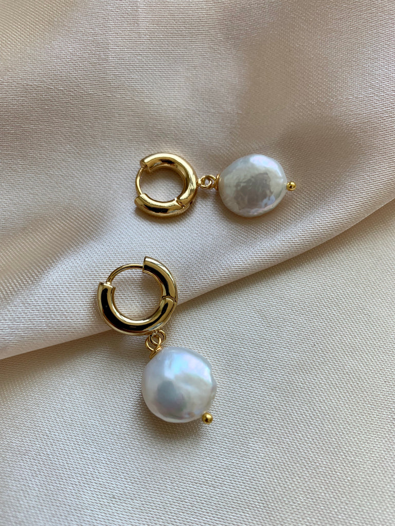 Pearl Hoop Earrings - 12