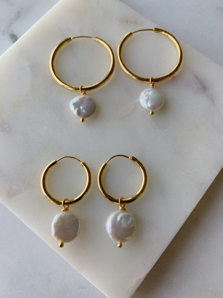 COIN Pearl Hoop Earrings