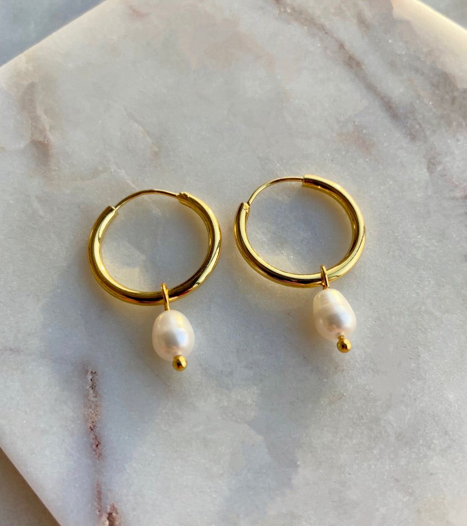 PEARL HOOP EARRINGS