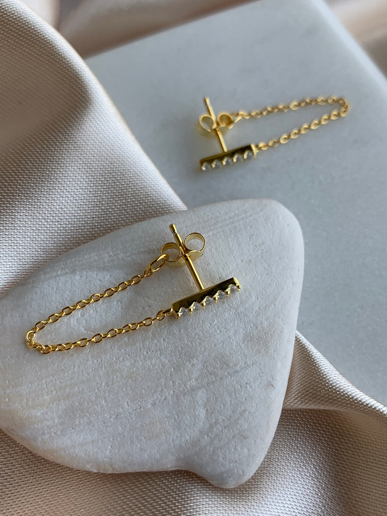 CHAIN STUD EARRINGS - GOLD