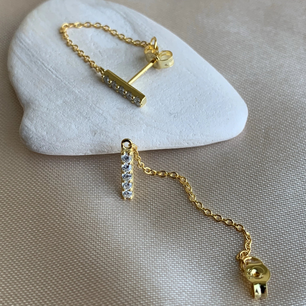 CHAIN STUD EARRINGS - GOLD
