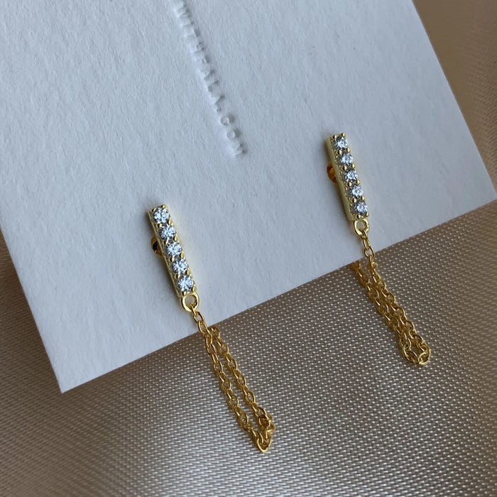 CHAIN STUD EARRINGS - GOLD