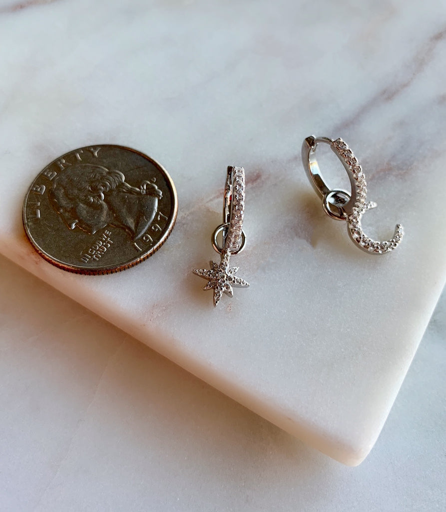 Star and Moon Hoop Earrings Silver – FALA Jewelry
